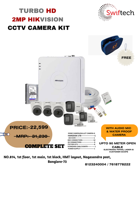 HIKVISION 2mp 6 Camera Complete cctv camera kit